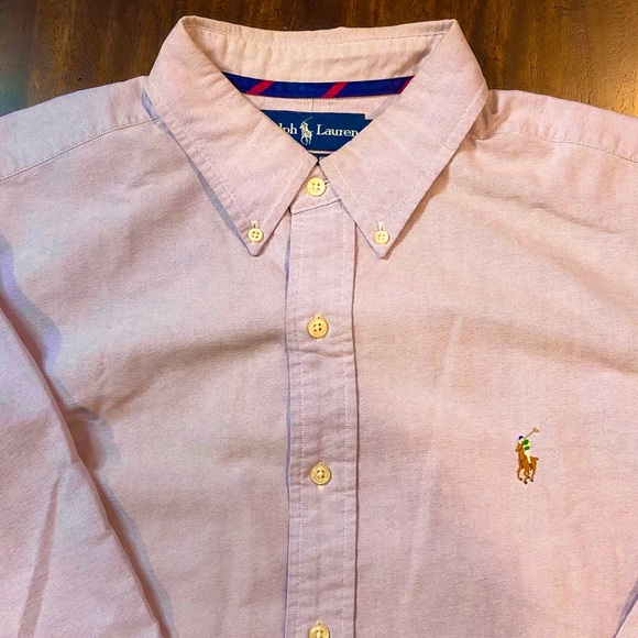 RALPH LAUREN Long Sleeve Purple Pique Button Down Dress Shirt Sz XL - Picture 3 of 9